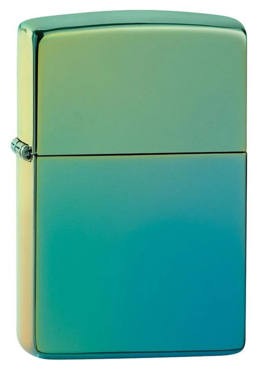 Zippo Hi Polish Teal Yellow/Lime Mirror Finish Genuine Windproof Lighter #49191