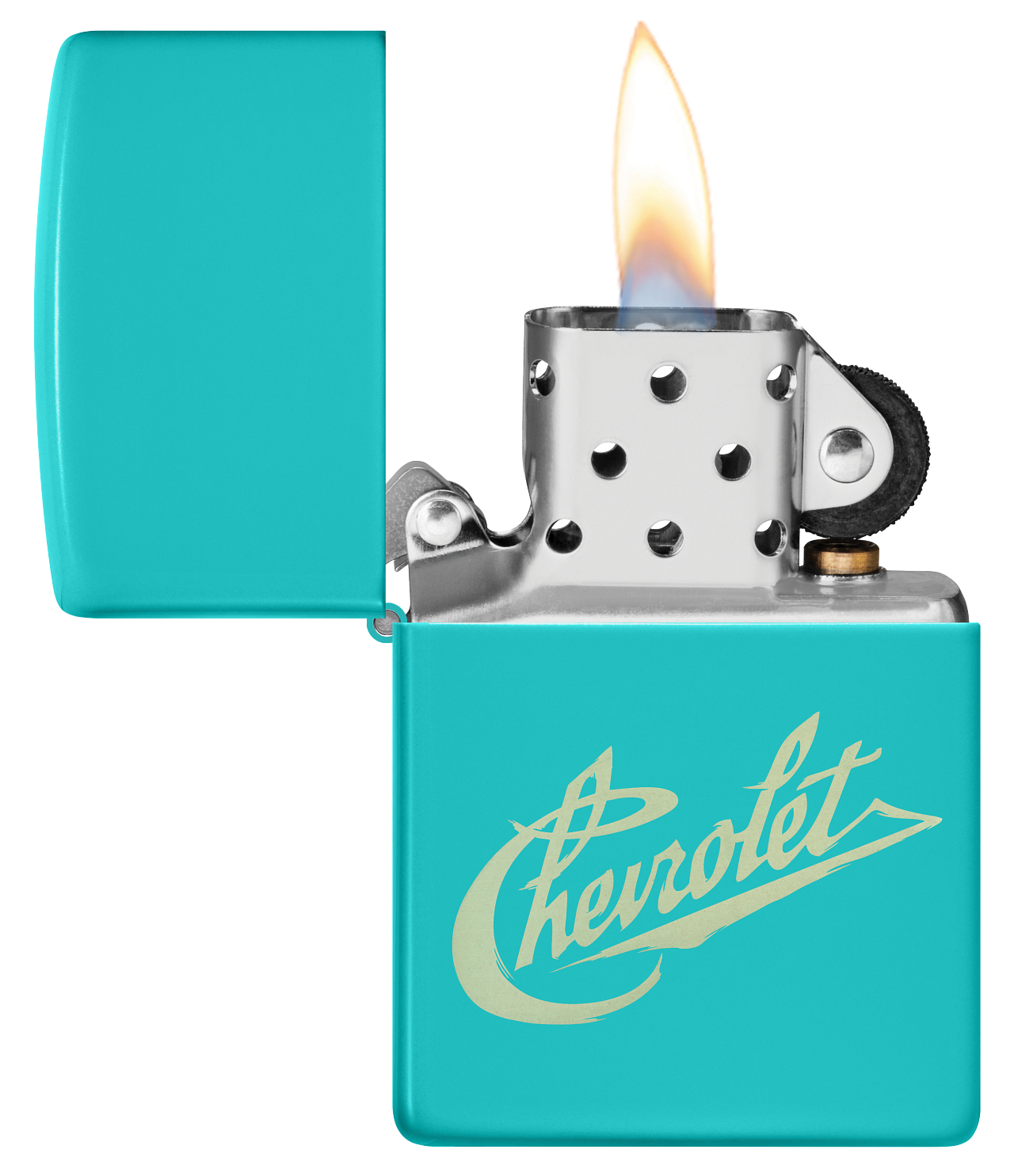 Zippo Chevrolet Flat Turquoise Design, Laser Engrave Lighter #48399