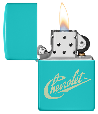 Zippo Chevrolet Flat Turquoise Design, Laser Engrave Lighter #48399