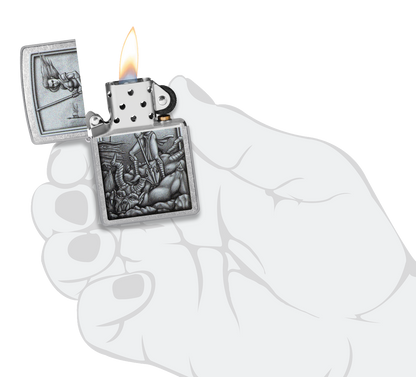 Zippo Mythological Warrior Design, Street Chrome Lighter #48371